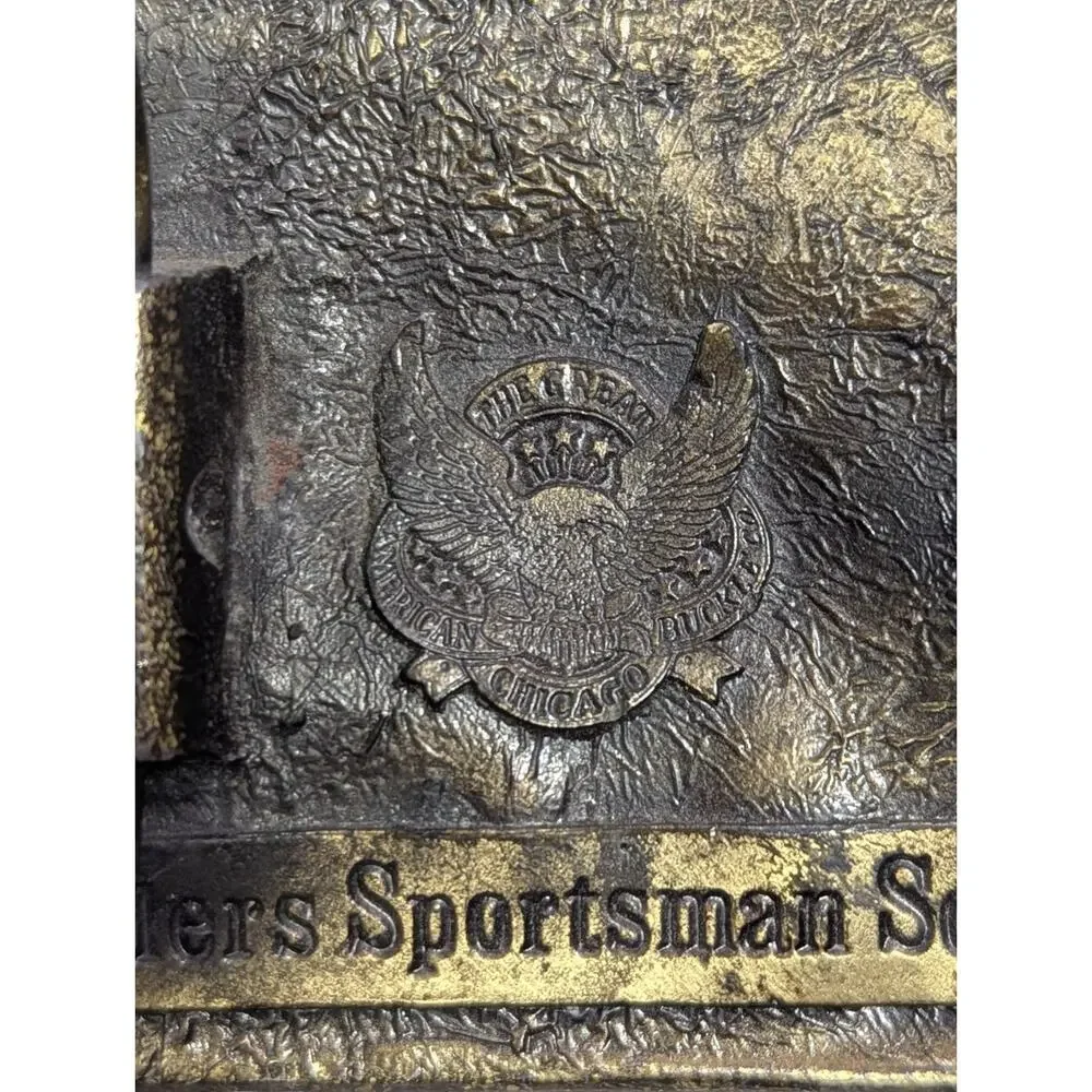 Vintage 80s BASS Belt Buckle Bass Anglers Sportsman Society Gold Metal Fishing